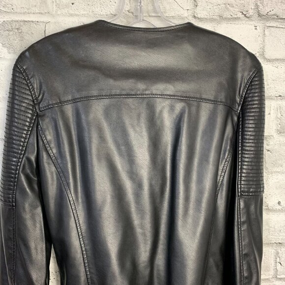 Topshop Black Faux Leather Moto Biker Jacket - Picture 6 of 16